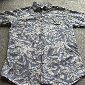 VAN‎ HEUSEN Short Sleeve Button Up T-Shirt Men's Medium Collared Cotton Floral